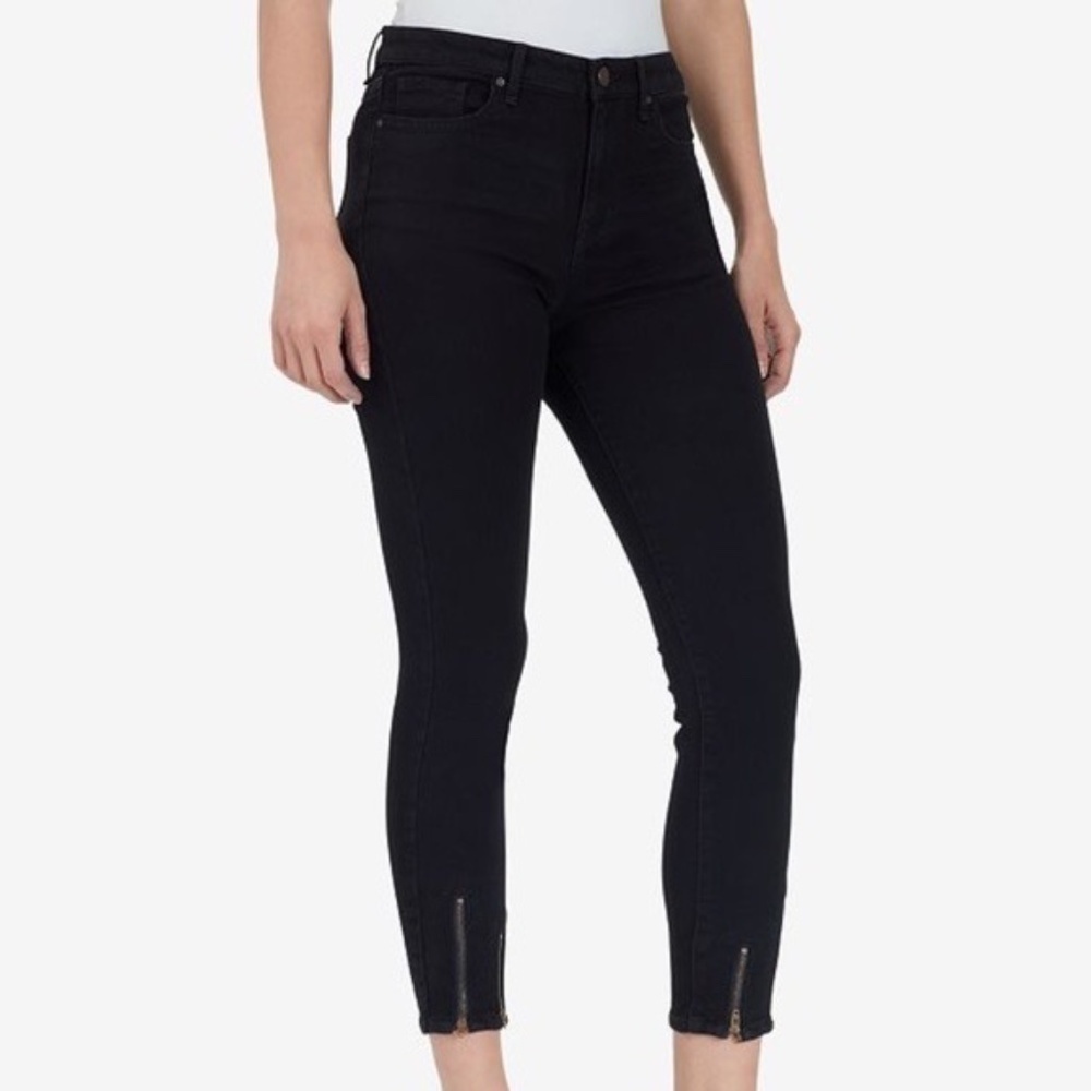 William Rast High-Rise Sculpted Zip Ankle Skinny Jeans Size 32 Faded Black